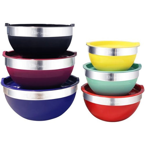 Elite - Maxi-Matic Elite Gourmet 12-Piece Mixing Bowl Set - Black/Blue/Green/Purple/Red/Silver/Yellow